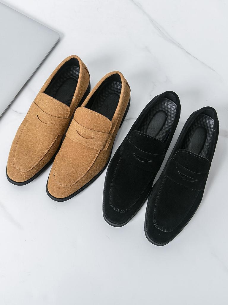 Men's Frosted Velvet Loafers: Large Size, British Style, Formal Business Leather Shoes