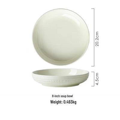 Shangqi 8-inch Embossed Ceramic Deep Plate