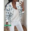 Women S Zip Up Printed Turn Down Collar Jacket Casual Commute Outerwear