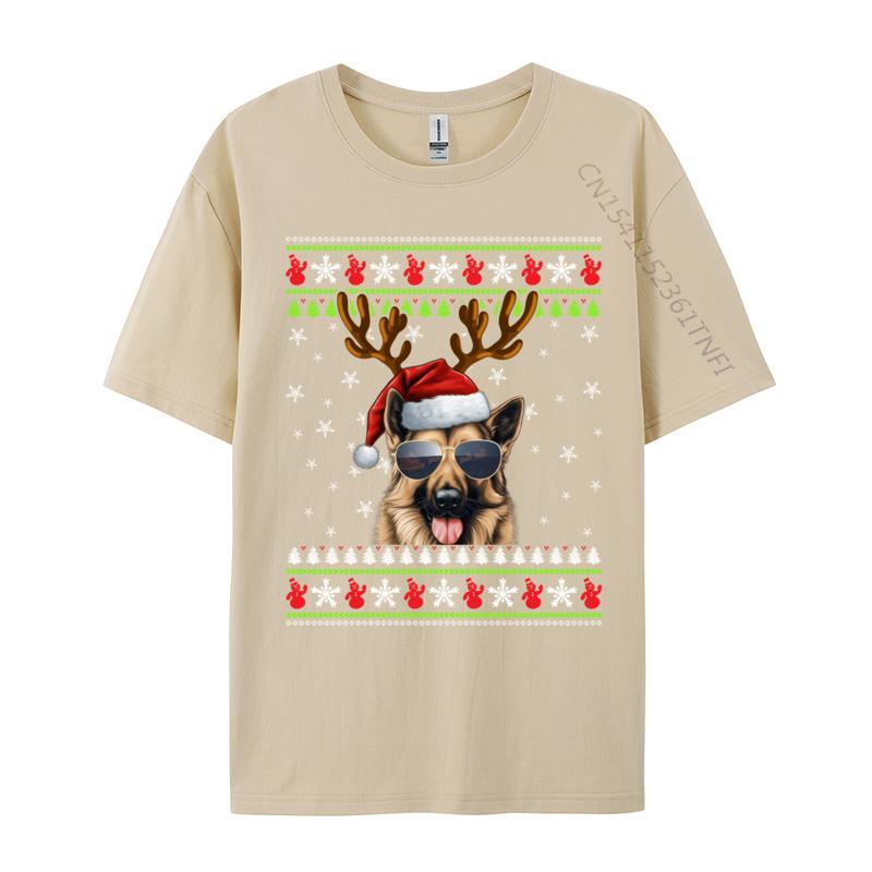 Gerunisex Shepherd Christmas Reindeer Ugly Sweater Xmas Tshirts Vintage T Shirts Faddish Adult Tops Tees