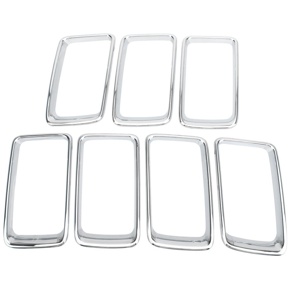 7pcs/set Front Bumper Grille Grill Inserted Ring Trim Cover ABS Plastic For 2014 2015 2016 Jeep Grand Cherokee Car Accessories