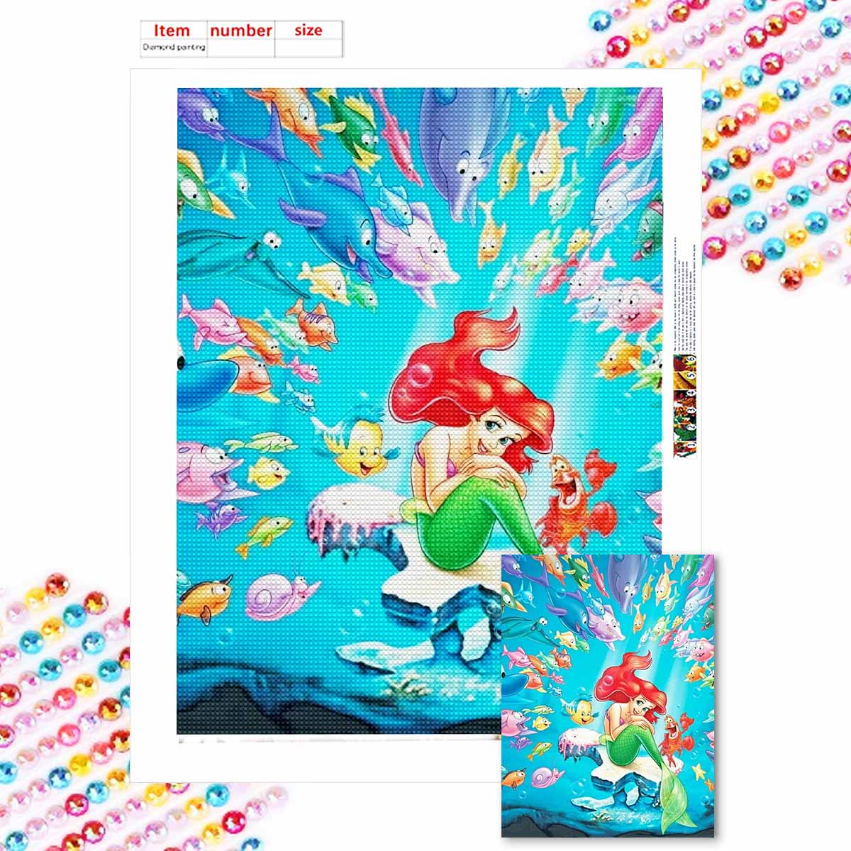 

5D Diy Diamond Painting Mermaids and Schools of Fish Full Drill Rhinestones Mosaic Embroidery Handmade Products Home Decor Gift Round 20x30cm