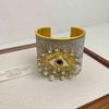 Full Rhinestone Demon's Eye Bracelets Metal Geometric Cuff Bangles  Decoration
