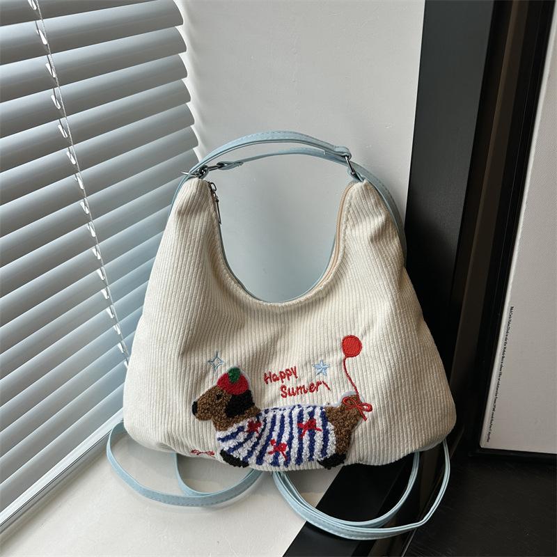 

Женская вельветовая сумка-тоут большой вместимости, модная, с милой таксой, на молнии, через плечо, сумка-мессенджер для работы или путешествий CLE 35x6.5x26cm