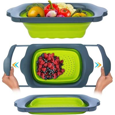 Collapsible Colander with Extendable Handles Colander Strainer Over The Sink Vegetable Fruit Colanders Strainers JT40