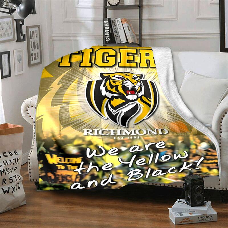 Richmond Tigers Flannel Blanket Soft All-Season Throw, Design for Camping, Car Travel, Hiking Sofa, Bed, Office Perfect Gift for Parties