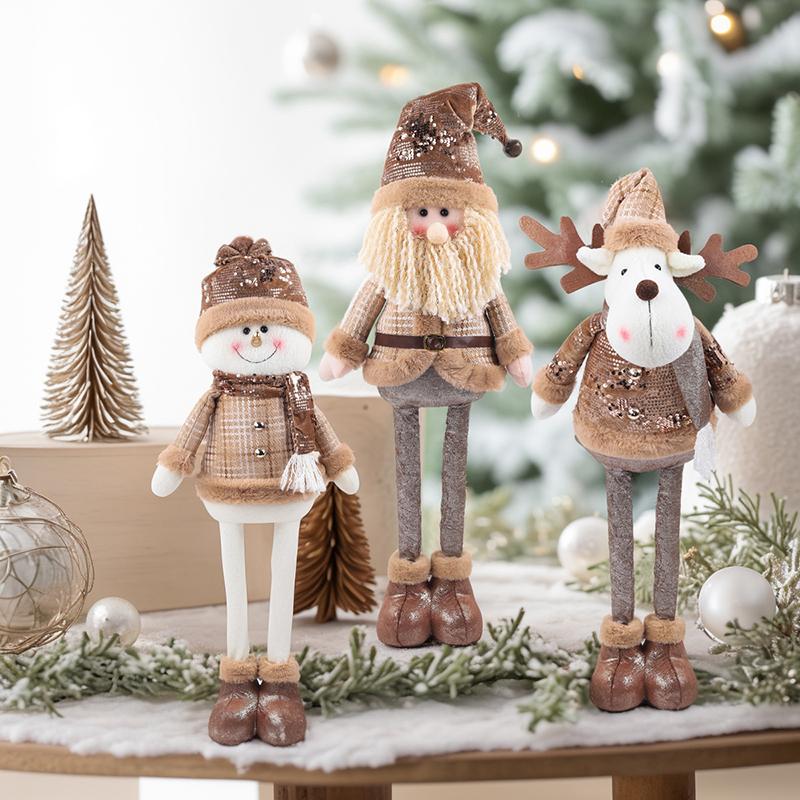 Retractable Festive Ornaments Santa Deer Snowman Polyester Sculpture Space Saving Tabletop Holiday Display