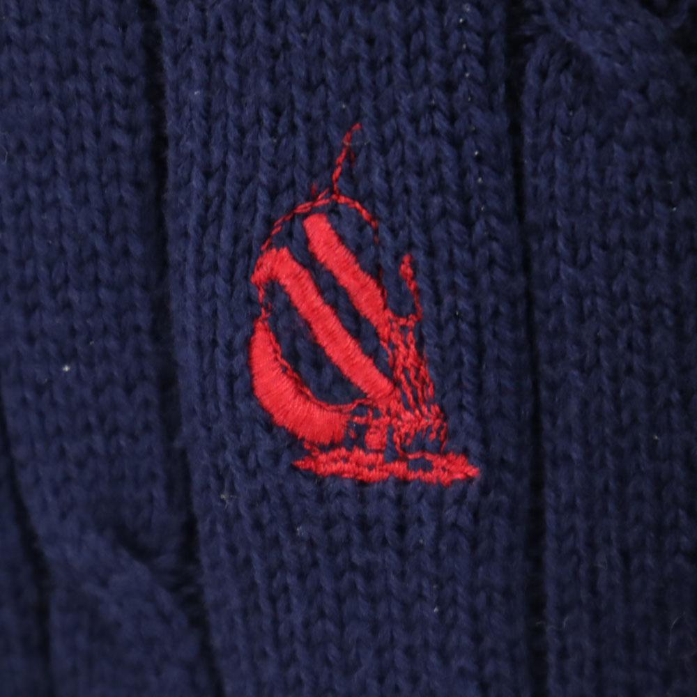 NAUTICA 90s Cotton Old By color Long sleeve sweater M Navy knit Men's Used