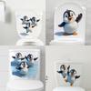 Cute Cartoon Penguin Toilet Lid Stickers Waterproof Self Adhesive For Home Bathroom Decor Diy