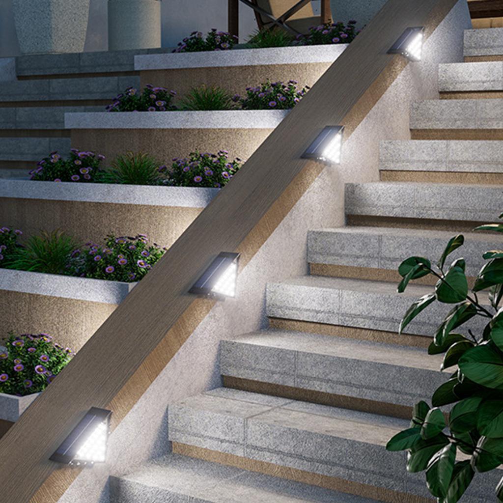 2 Pack Solar Stair Lights Waterproof IP65 Solar Step Lights Outdoor Triangle Stair Lamp for Staircase Patio Front Step Pathway