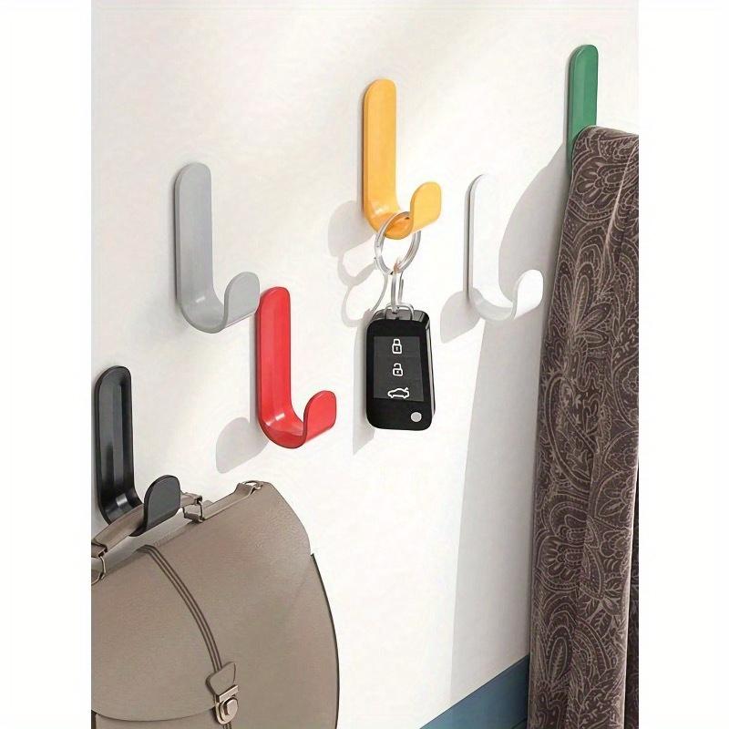 5pcs Adhesive Hooks, Coat Hooks, Adhesive Hangers, Wall Hooks, No Drilling Hooks for Hanging Bags, Towels, Loofahs, Keys, Hats, Kitchen, Bathroom