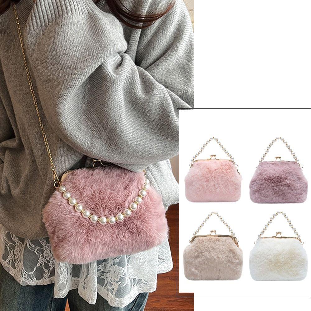 Sac de Soirée Perle Pochette Fermoir Baiser Sac Bandoulière Coquillage Tendance Fête