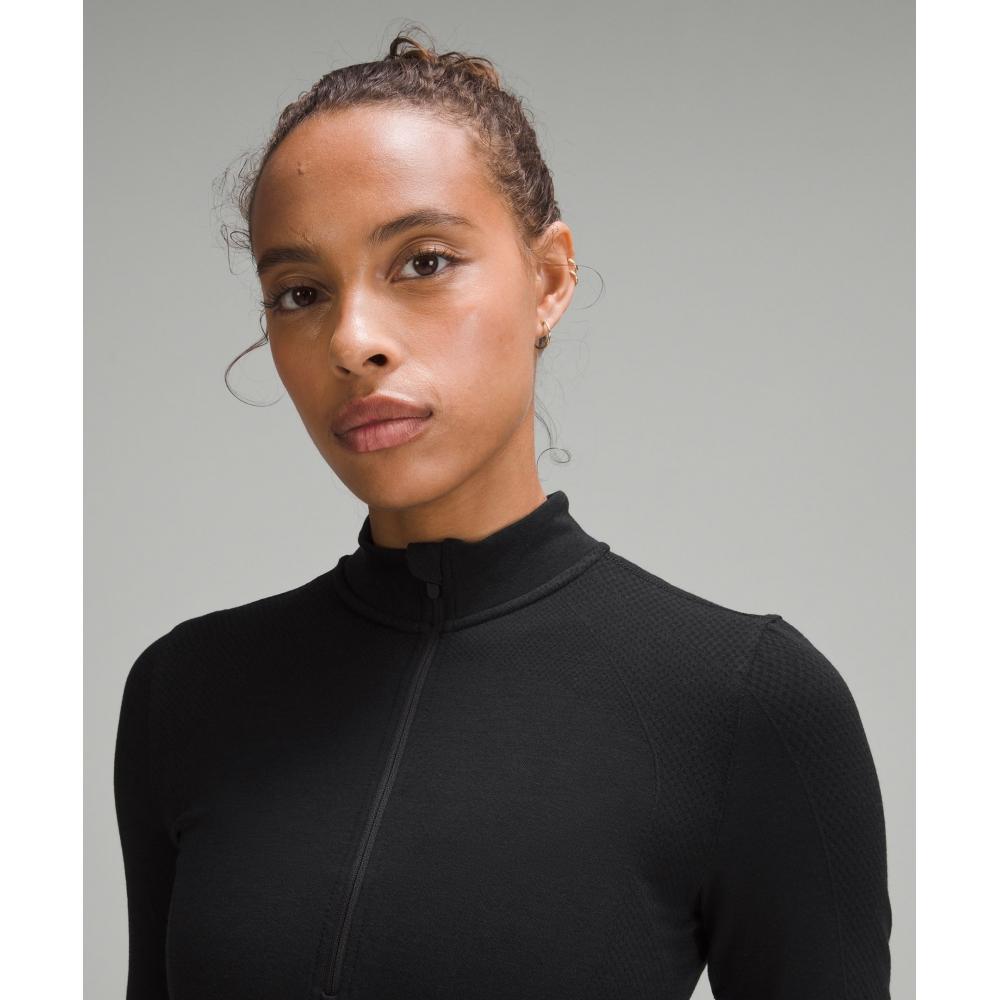 Lululemon Merino Wool Blend Base Layer Half Zip Black