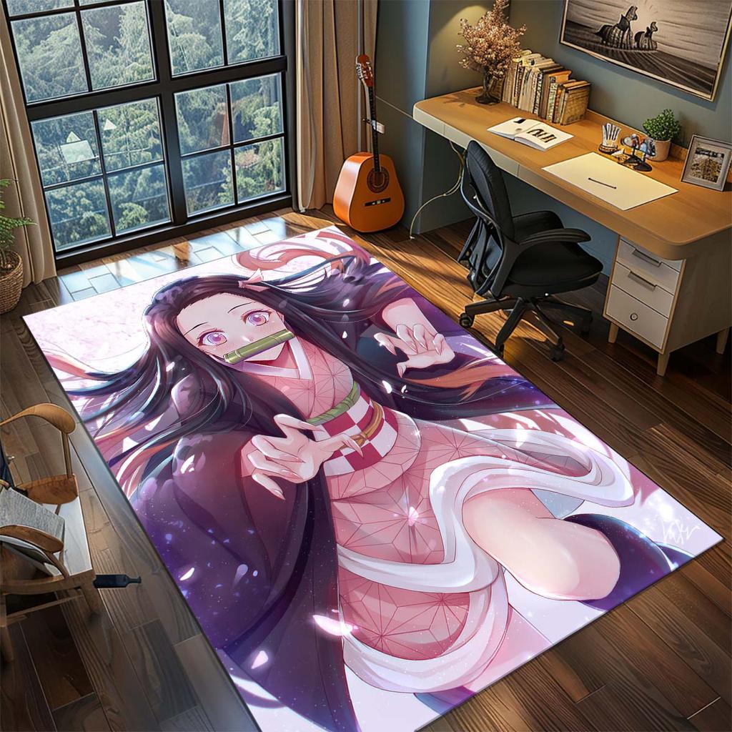 Demon Slayer Anime Rug Carpet Large Area Rug Non Slip Washable Floor Mat Gamer Room Bedroom Home Decor -QJY