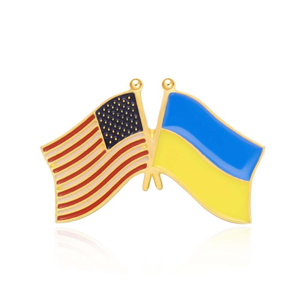 Ukraine EU USA Flag Lapel Pin Metal Badges National Rejuvenation In Ukraine Brooch Pins Cowboy Clothes Bag Pin Pride Accessories