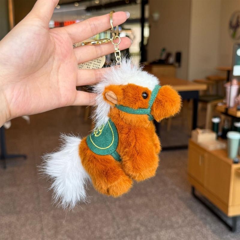 Soft Stuffed Horse Keychain Pendant Small Hanging Oranment For Travel Or Daily Life Gift For Friend Backpack Decoration