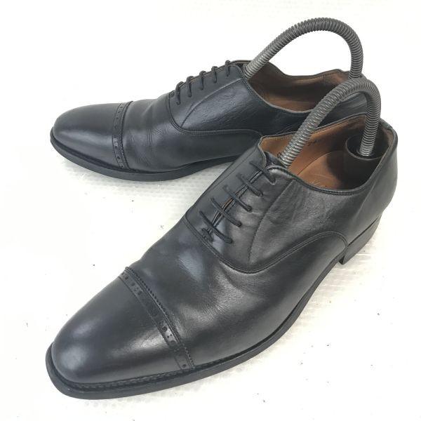 USED/Japan Scotch Grain Goodyear Straight Tip Cap Toe Shoes 24.5cm Black