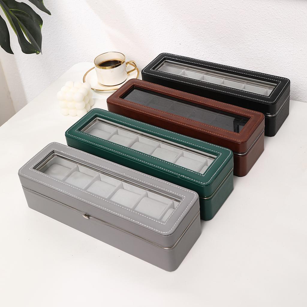Portable Leather Watch Box High Quality Watch Organizer Jewelry Storage Box Zipper Easy Carry Men 6 Slots Watch Boxes