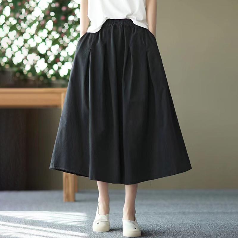 ZANZEA Gonne lunghe larghe larghe tinta unita in vita elastica casual da donna