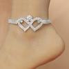 Fashion Silver Color Zirconia Anklet Double Heart Personalized Sparkling Women's Birthday Party Jewelry Accessories Gifts