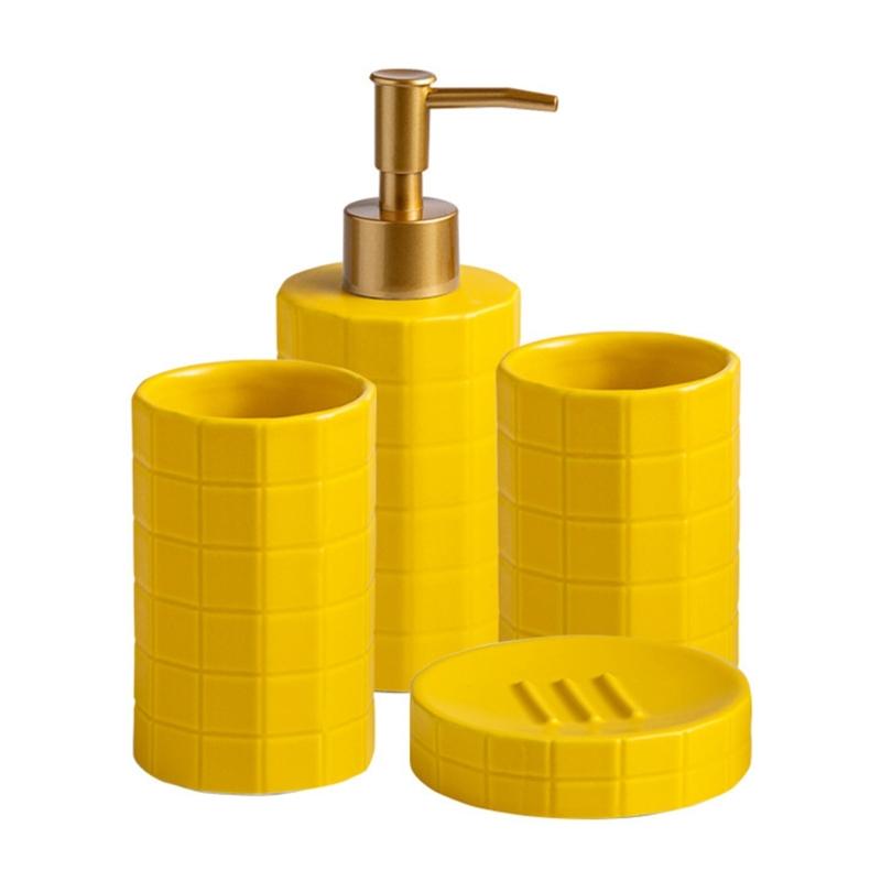 Ceramic Bath Accessories Set For Home Use, AntiSlip Toothbrush Cup Holder With Easy To Clean Glazed Finishes