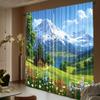 2pcs -Swiss snow-capped mountains print curtains, pole bag curtains, home decoration, room decoration