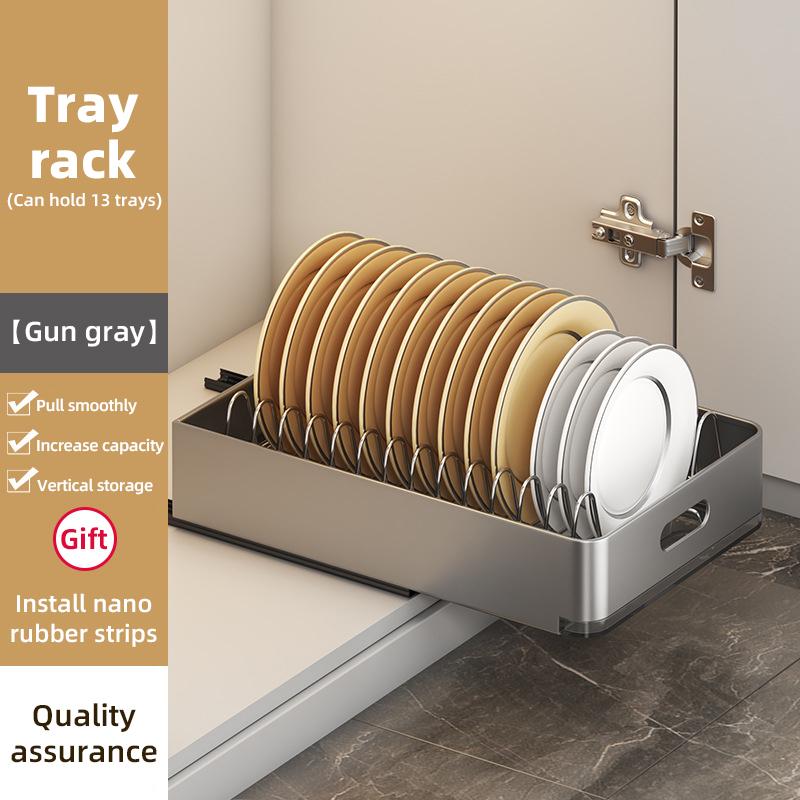 Kitchen Sliding Dish Rack Home Pull-out Drawer Bowl Storage Shelf Dish Drying Storage Box With Sliding Rail Kitchen Storage Rack