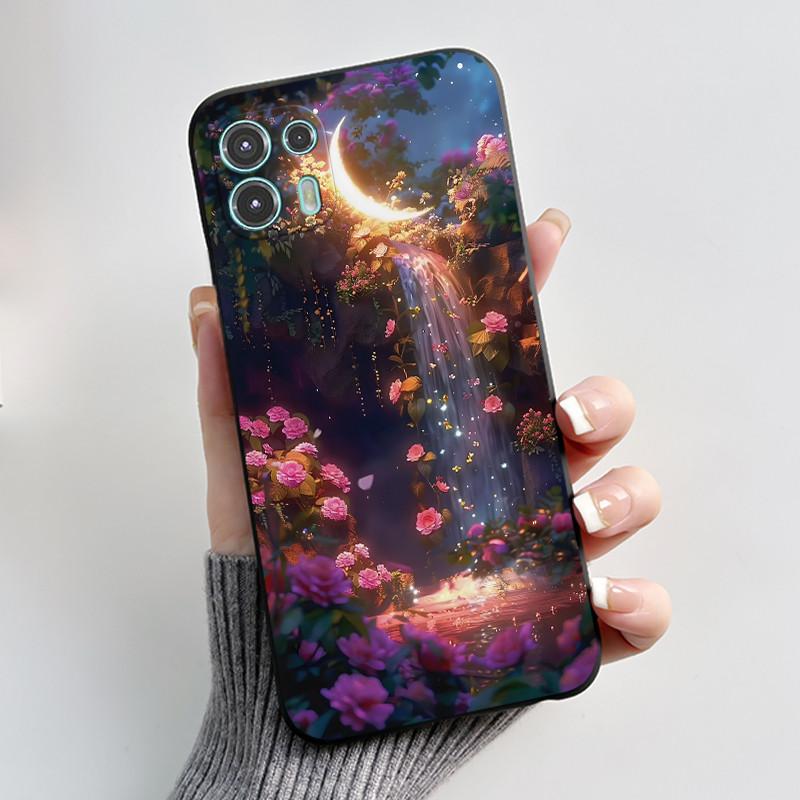 For Motorola Edge 20 Lite Case XT2139-1 Pretty Girl Cute Heart Rabbit Black TPU Silicone Back Cover For Moto Edge 20 Fusion Case