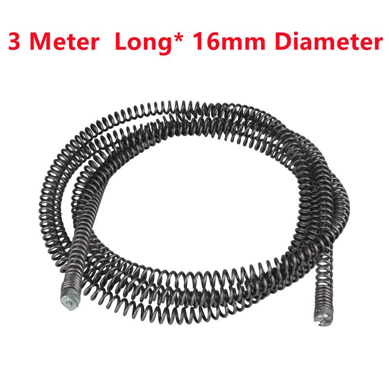 3 Meter X 16mm Drain Dredging Spring for Kitchen Toilet Sewer Blockage Tool Pipe Dredger Extension Spring for Cleaning Clogs 3mm