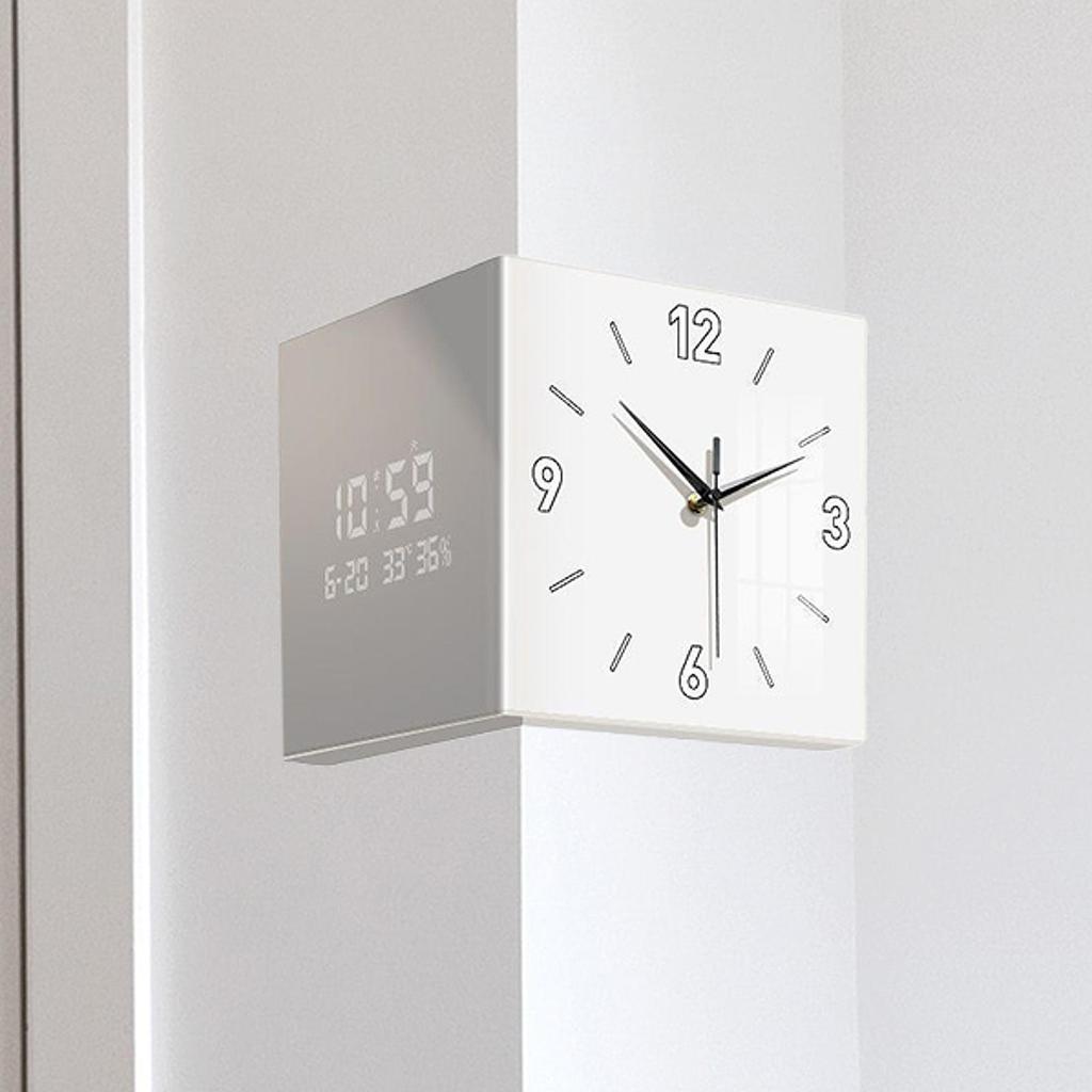 Corner Clock Easy to Read Outdoor Square for Bedroom Living Room Classroom
