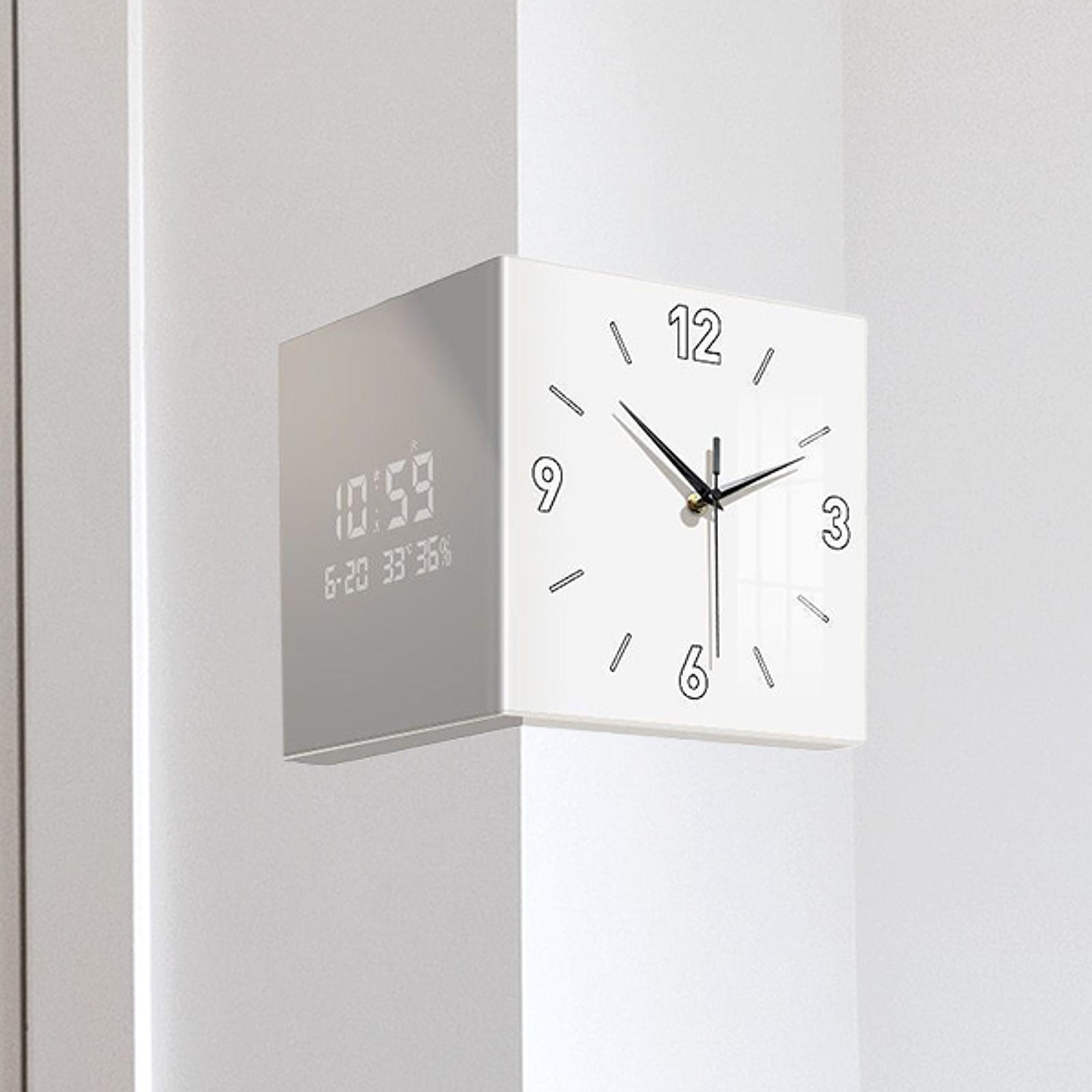

Corner Clock Easy to Read Outdoor Square for Bedroom Living Room Classroom белый