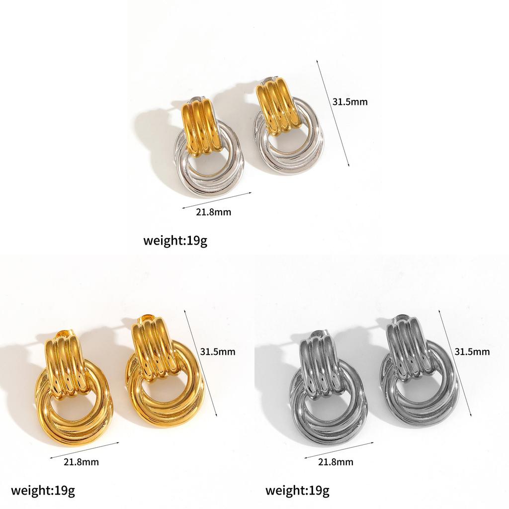 Geometric Stainless Steel Earring Jewelry With Electroplated Finish For Stylish Ladies