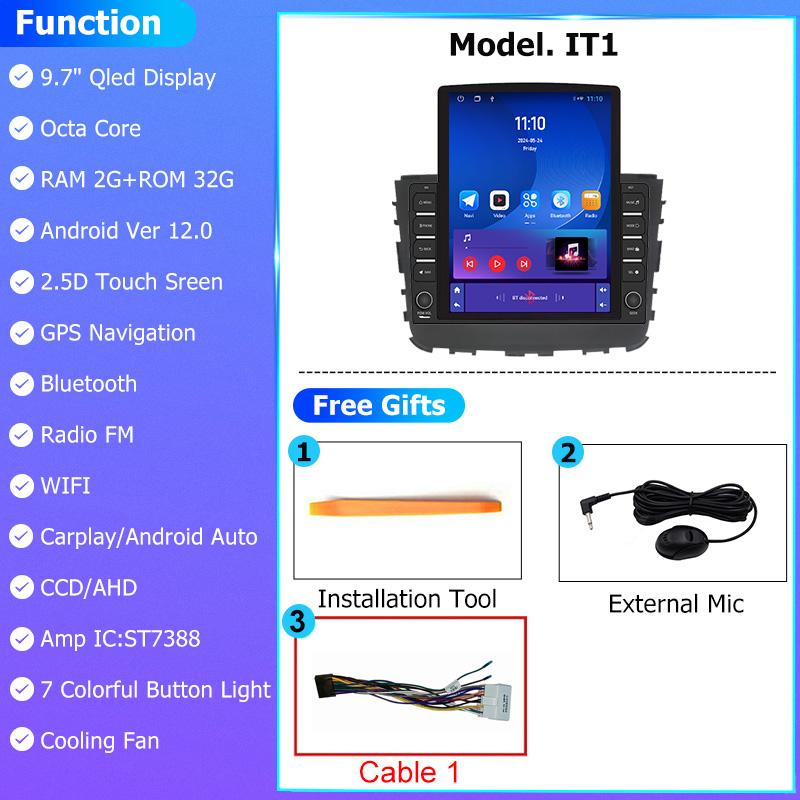 9.7  Vertical Style Screen Android Car Radio For Ssangyong Rexton Musso 2017 2018  GPS Navigation Multimedia Player