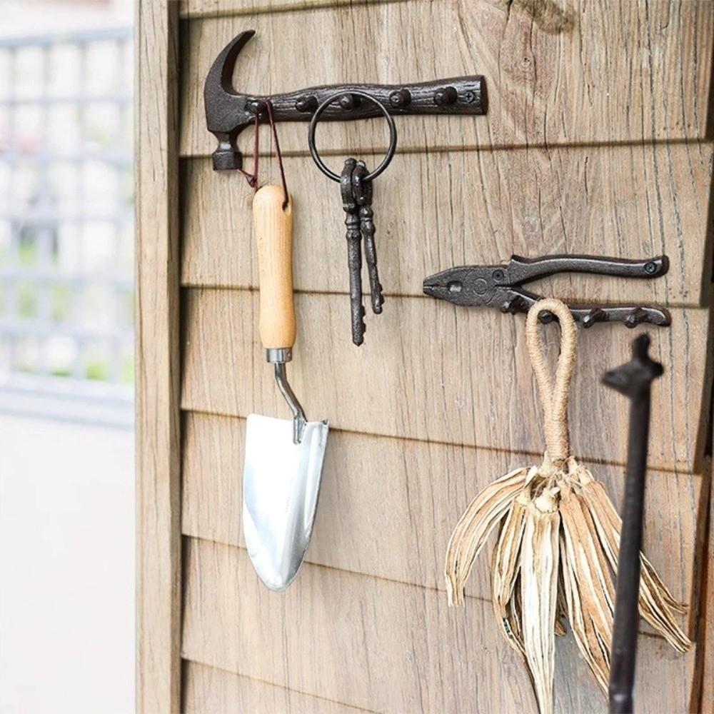Rustic Wall-Mounted Decor Shelf DIY Plier Shape Key Holder Dual-Purpose Hooks Craftsmen