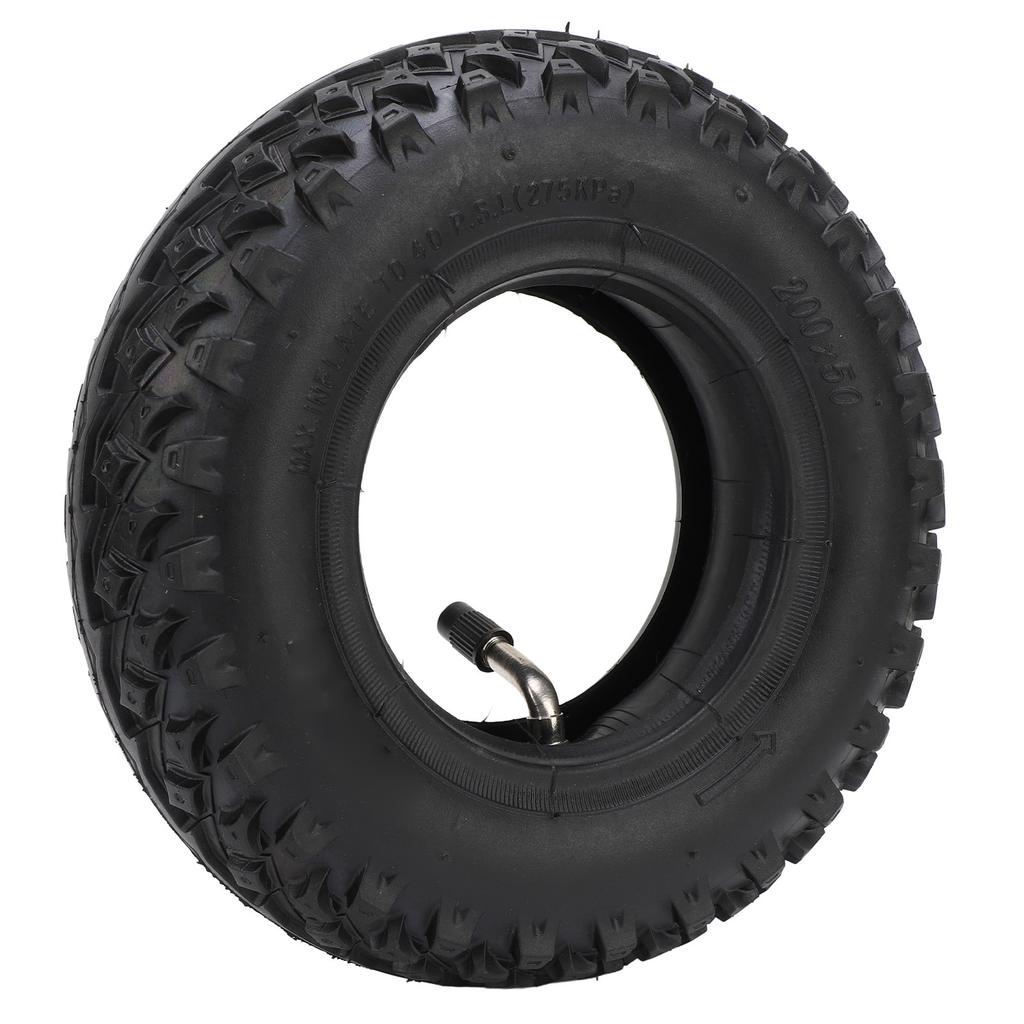 200X50 Tire and Inner Tube with TR87 Bent Valve Stem Rubber Anti Slip Impact Proof Replacement for Razor E100 E150 E200