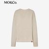 MO&Co. Women's Crew Neck Drop Shoulder Curved Hem Pullover Sweater