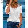 GMXIA Women's Fashion Casual Leisure Solid Color Print Short Sleeve V Neck Blouses & Shirts