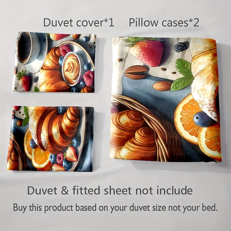 Breakfast-themed design. Bedding Duvet cover sets Duvet covers Pillowcases gifts (1 * Duvet Cover 2 * Pillowcases, without duvet insert)