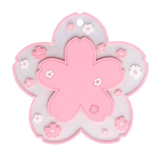 Yousheng Cherry Blossom Silicone Coaster, Heat Insulation Mat for Table, Non Slip Thickened Pad for Cups And