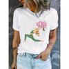 Yoga Girl French Bulldog Floral Graphic T-Shirt Fitness Lover Print Casual Crew Neck Top for Women