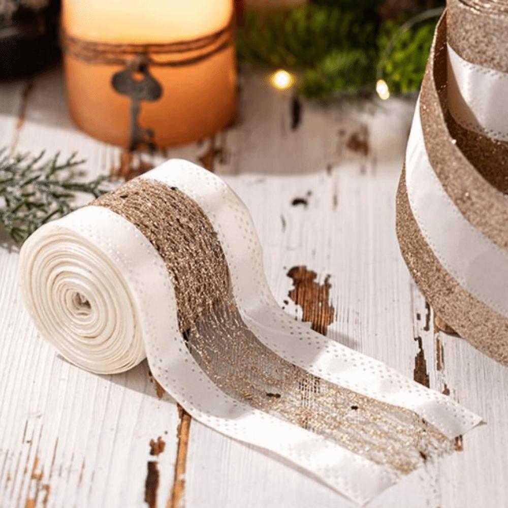 Bow Making Christmas Mesh Ribbon DIY Craft Christmas Wrapping Ribbon Xmas Tree Ribbon  Party Decor