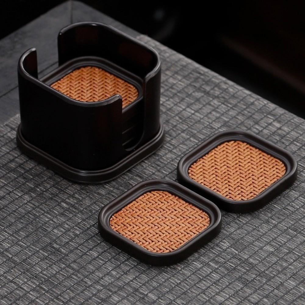 6pcs Chinese Style Rattan Tea Coaster Set Anti-scalding Tea Cup Holder  Tea Ceremony