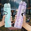 1PC Multi Outline Heart 750ml Color Plastic Sports Water Bottle Leakproof Flip Straw Lid Suitable for Sports Office Home Use