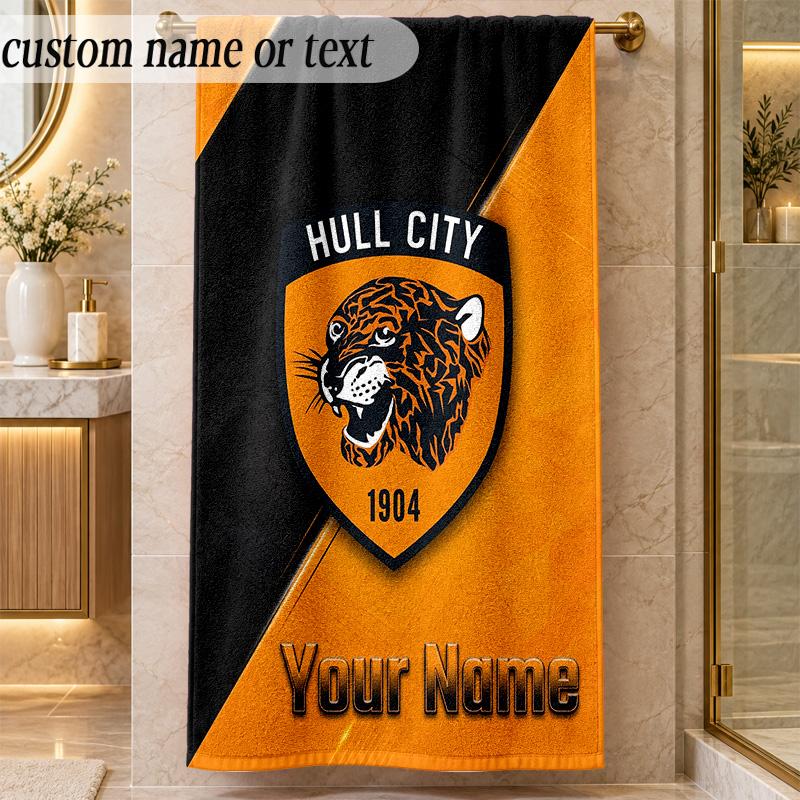 Beach TowelHull City Custom Name Text Personalized Soft Towel for Beach Pool Indoor Home Decor Gift