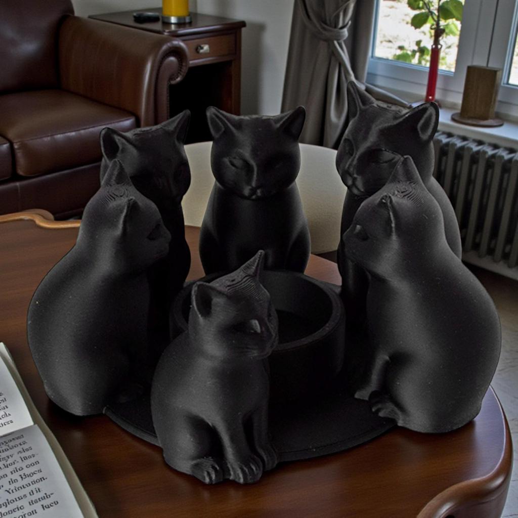 3D Cat Candle Holder Base - Perfect for Valentine's Day Dining Table Ambiance (Candles Not Included)