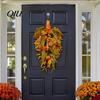 Decorative Fall Home Accessories Artificial Teardrop Swag, Faux Pumpkins Berries Pinecones Leaves Door Lifelike Pinecone Berry Garland Autumn Harvest