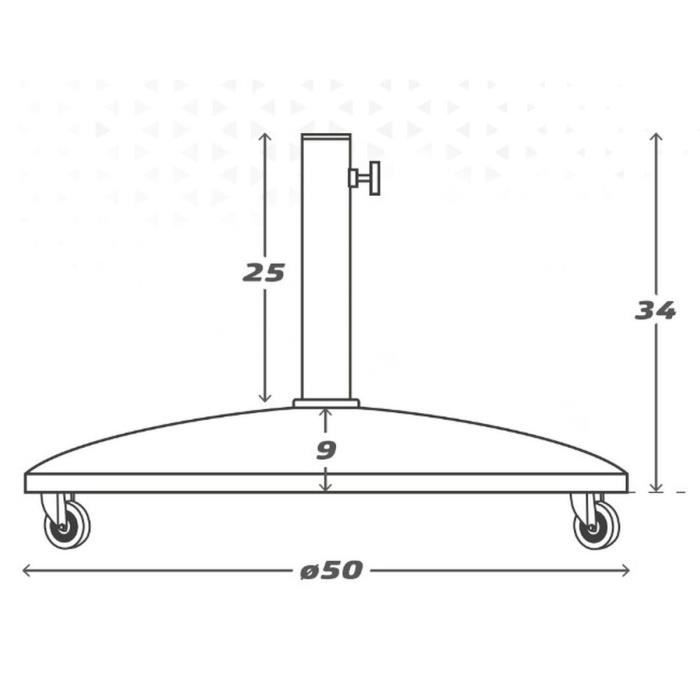 Base pour parasol - Aktive - 50 x 34 x 50 cm - Acier - Ciment - Robuste et stable