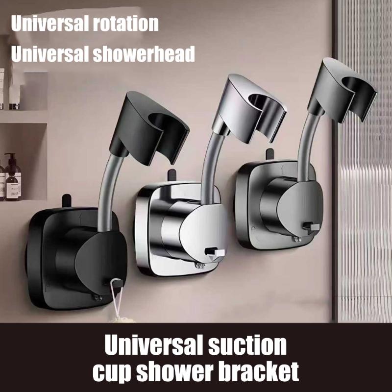 Wall Mounted Shower Head Mount with Suction Cup, Bathroom Replacement Accessory for Handheld Shower Wall Area Use