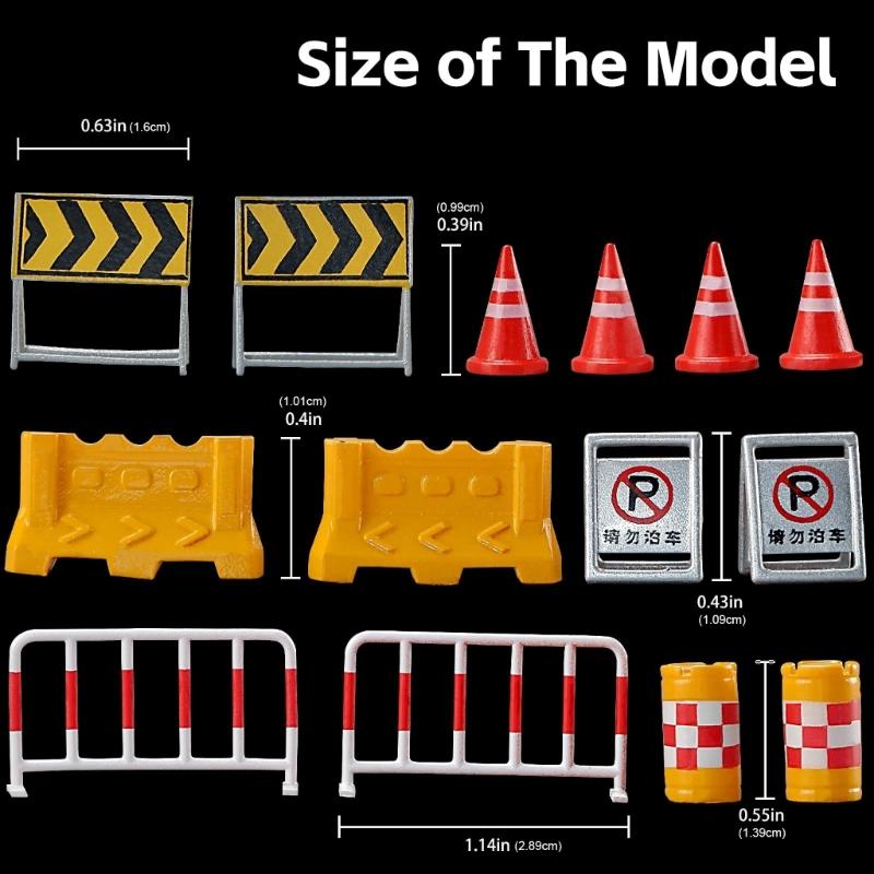 Miniature Traffic Barrier Set Warning Color Plastic Roadblocks Model Figure Props for Microlandscape Sand Table Setting
