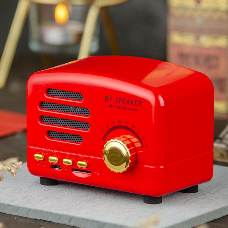 Mini Retro Bluetooth Speaker - Portable, Creative Gift with Radio & Card Insert for Mobile & Computer Use